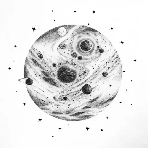 A Galaxy With Planets And Stars In The Background