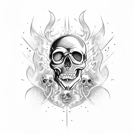 Fun Skull With Flames