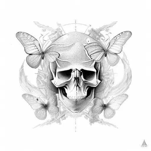 Pappilions Butterfly Combined With A Skull