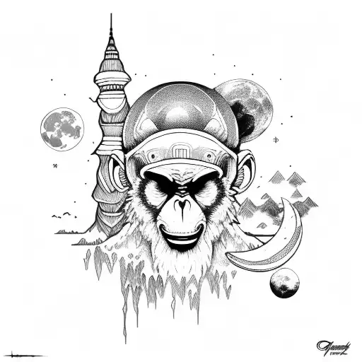 Moon & Monkey & Basketball Shirt