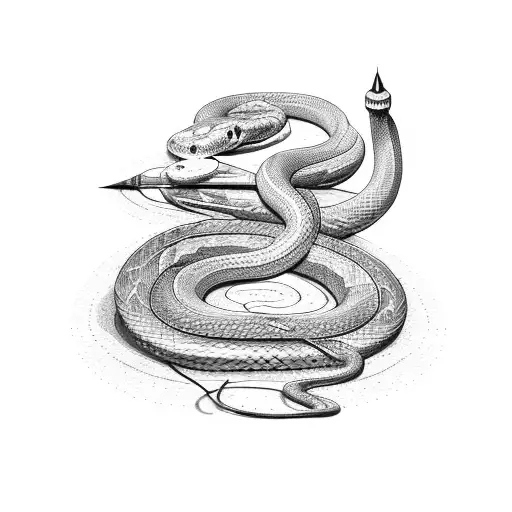 A Snake Wrapped Around An Arrow