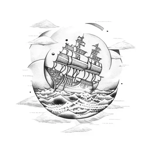 Viking Pirate Warship Under The Moon