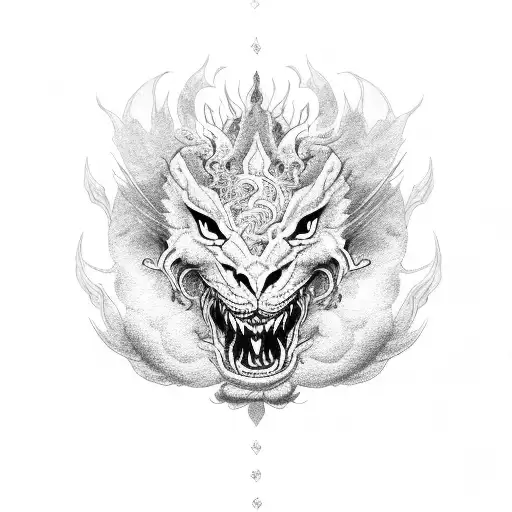 Dragon With Lion And Rose