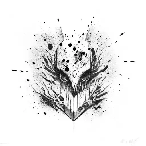 Black Bleed Heart With Dagger And Red Blood Splatter