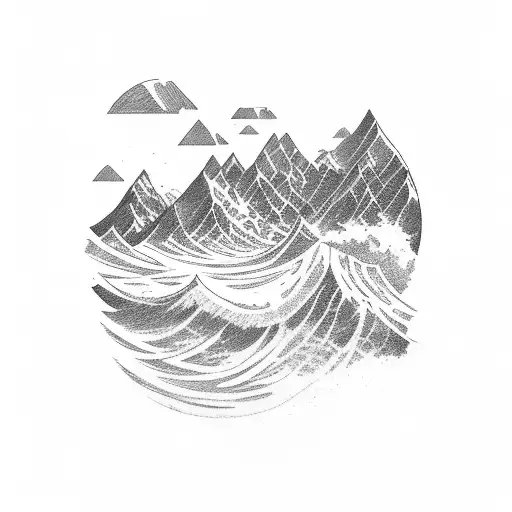 Wave With Mountain
