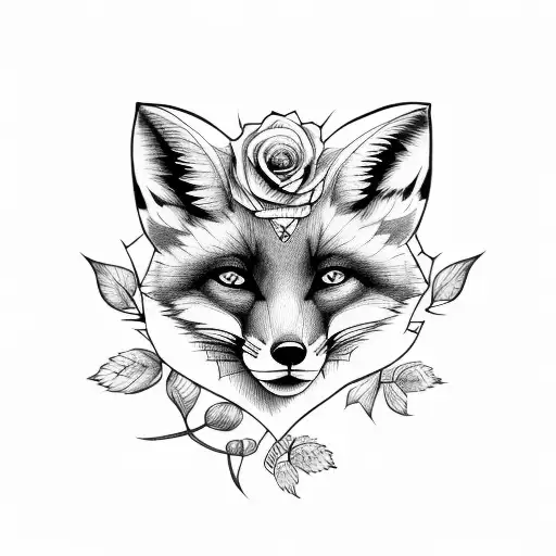 Fox With A Rose