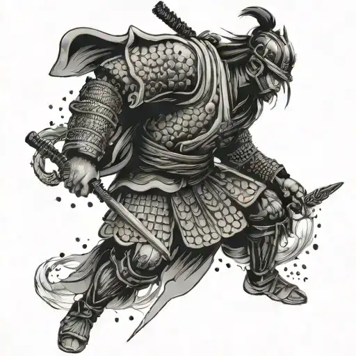 Incorporate Elements Of Torcida Organizada Into A Traditional Japanese Samurai Warrior Design