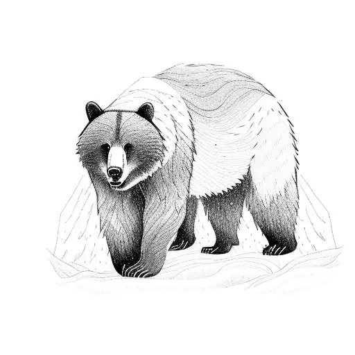 Bear And Wolf In Forest With Kid Fallowing Path