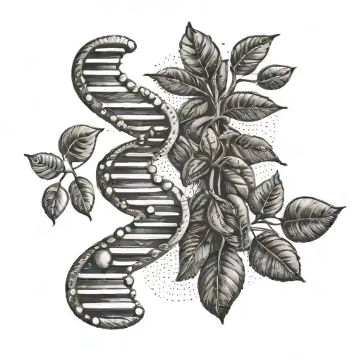 A Dna Strand Intertwined With Coffee Beans