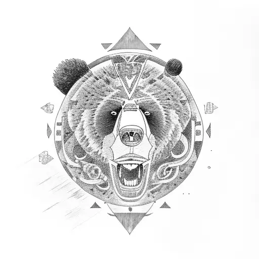 Band Leg With A Face Of A Bear And Selvatic Background