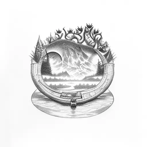 Bracelet-shaped Tattoo With Nature Landscape