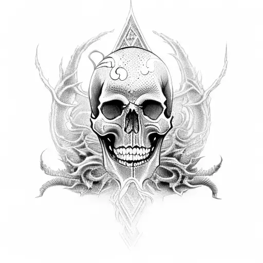 Skull With A Japanese Dragon