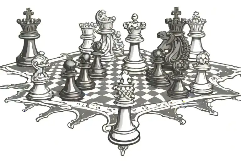 Chess Board With Pieces Representing Spiritual Warfare