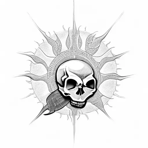 Skull Coming Out Of A Sun