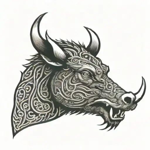 Irish Celtic Boar Head Angry