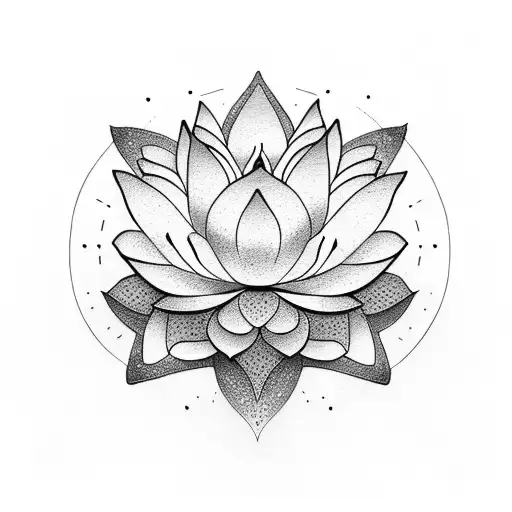 Lotus Petals With Red Ohia Lehua Flower In The Middle