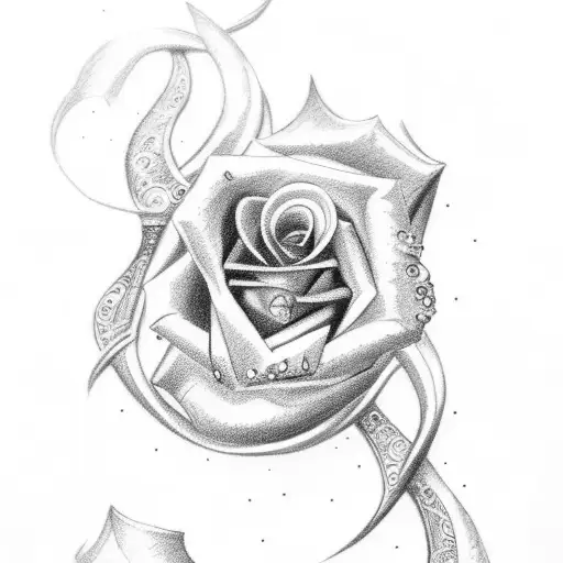 Horse Shoe With Rose In Middle