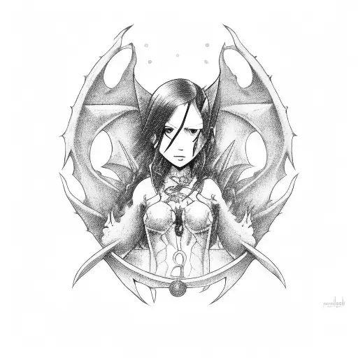 Dragon And Red-haired Girl Pirate With Him