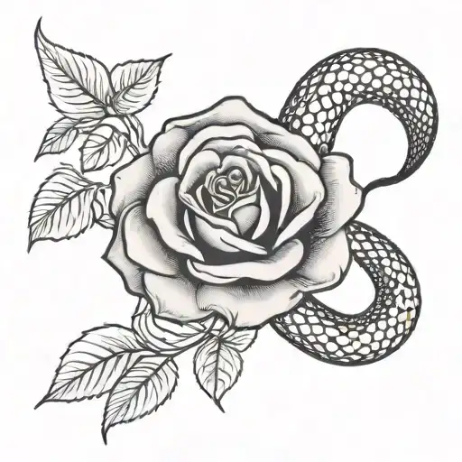 A Snake Surrounding A Rose