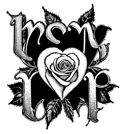 The Word Mom And Teh Letter O Is A Heart And Stems Out To A Rose