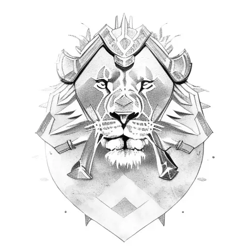 Lion In Armor With A Colored Sword