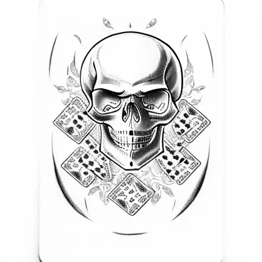 Skull And 2 Playing Cards