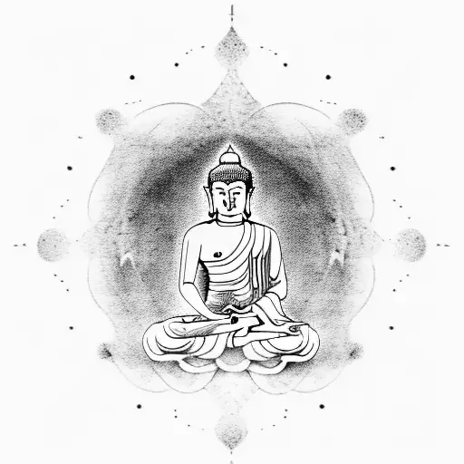 Buddha With Moon Back Ground