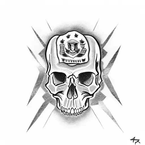 Skull And United State Flag