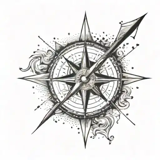 Arrow Piercing A Compass Rose