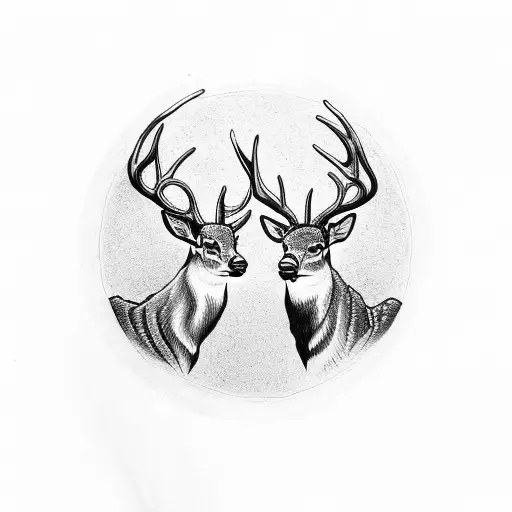 Two Deer Heads Looking At Eachother