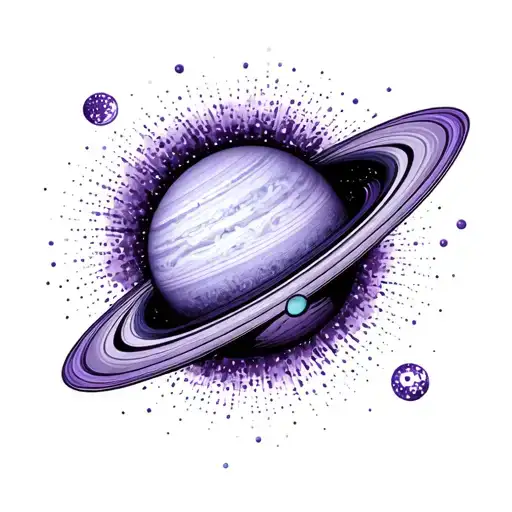 Saturn Planet What Is Acutela Style In Violet And Turquoise Colors