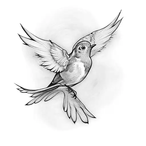 Robin With Wings Holding Children