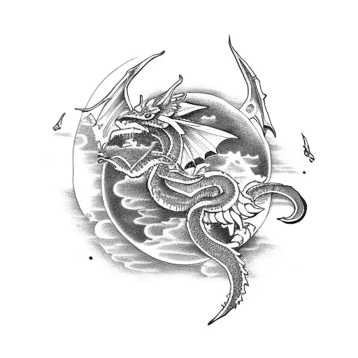 Saturn And Moon Dragon