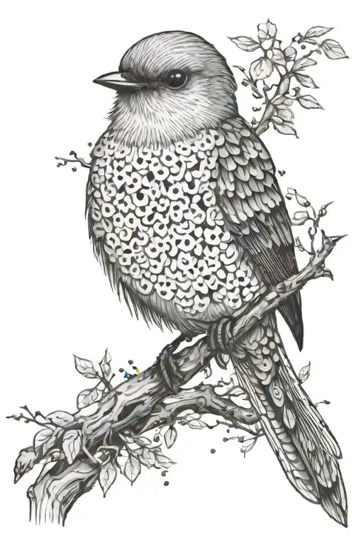 Small Curious Bird Perched On Thin Branches That Expand Like Mold