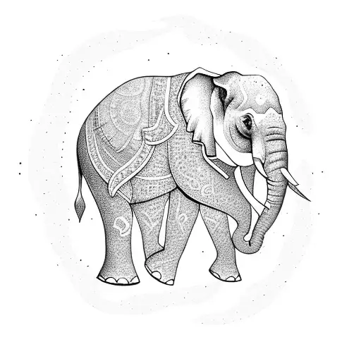 An Elephant Gracefully Walking On Water Under A Full Moon