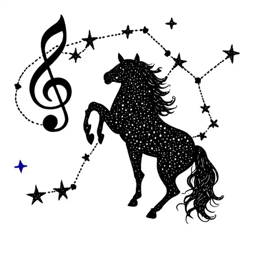 A Constellation Tattoo With Stars Forming Musical Notes And A Horse Constellation