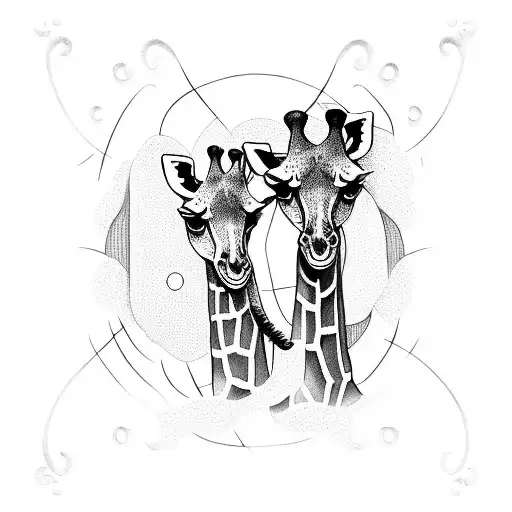 Mother And Daughter Giraffe