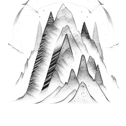 Cross Country Skier And Mountains