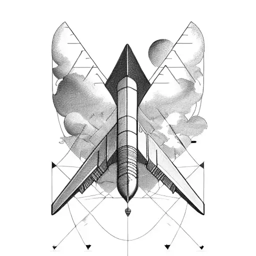 An Airplane Wing In Profile With Clouds And A Mathematical Formula Inside The Wing