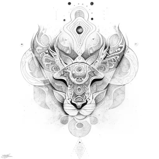 Psychedelic Trance Style Tattoo With Elements Of The Natural World