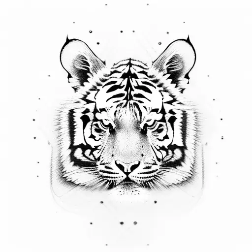 Tiger With A Cross And Blue Eyes