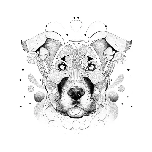 Abstract Dog Portrait In Dotwork Style