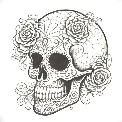 Mosaic Sugar Skull Side Profile