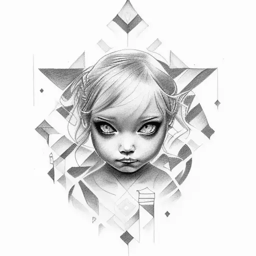 Create Tattoo With The Letters C R E With A Draw Of A Little Girl