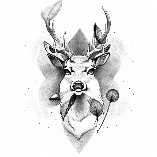 Deer Antler With Feather And Name