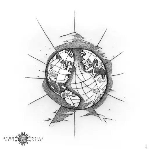 Stone Globe With Crack In The Middle