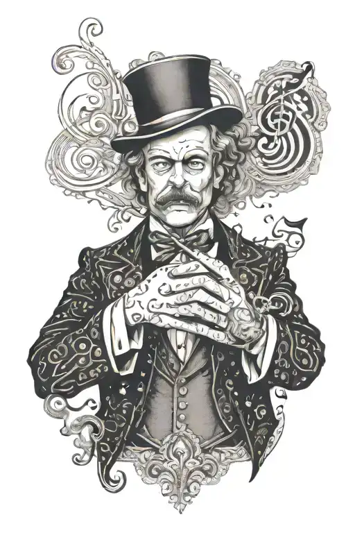 An Intricate Tattoo Of A Music Conductor Conducting A Symphony Of Karma