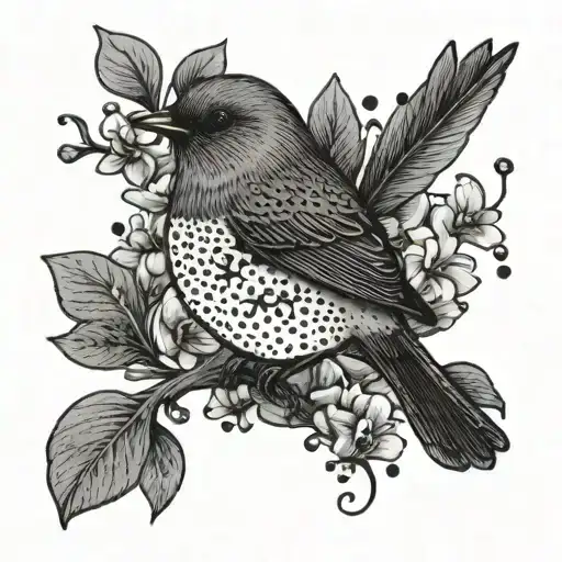 Forget Me Not Flowers And Red Robin Bird