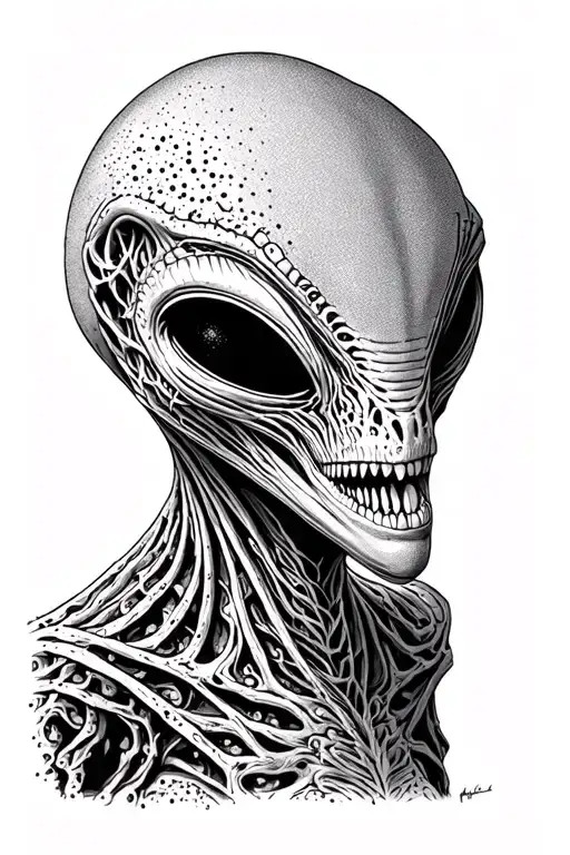 Space Alien With An Open Toothy Mouth