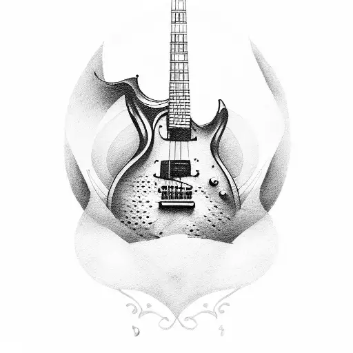 Guitar With Green Ginger Wine And A Bass Clef